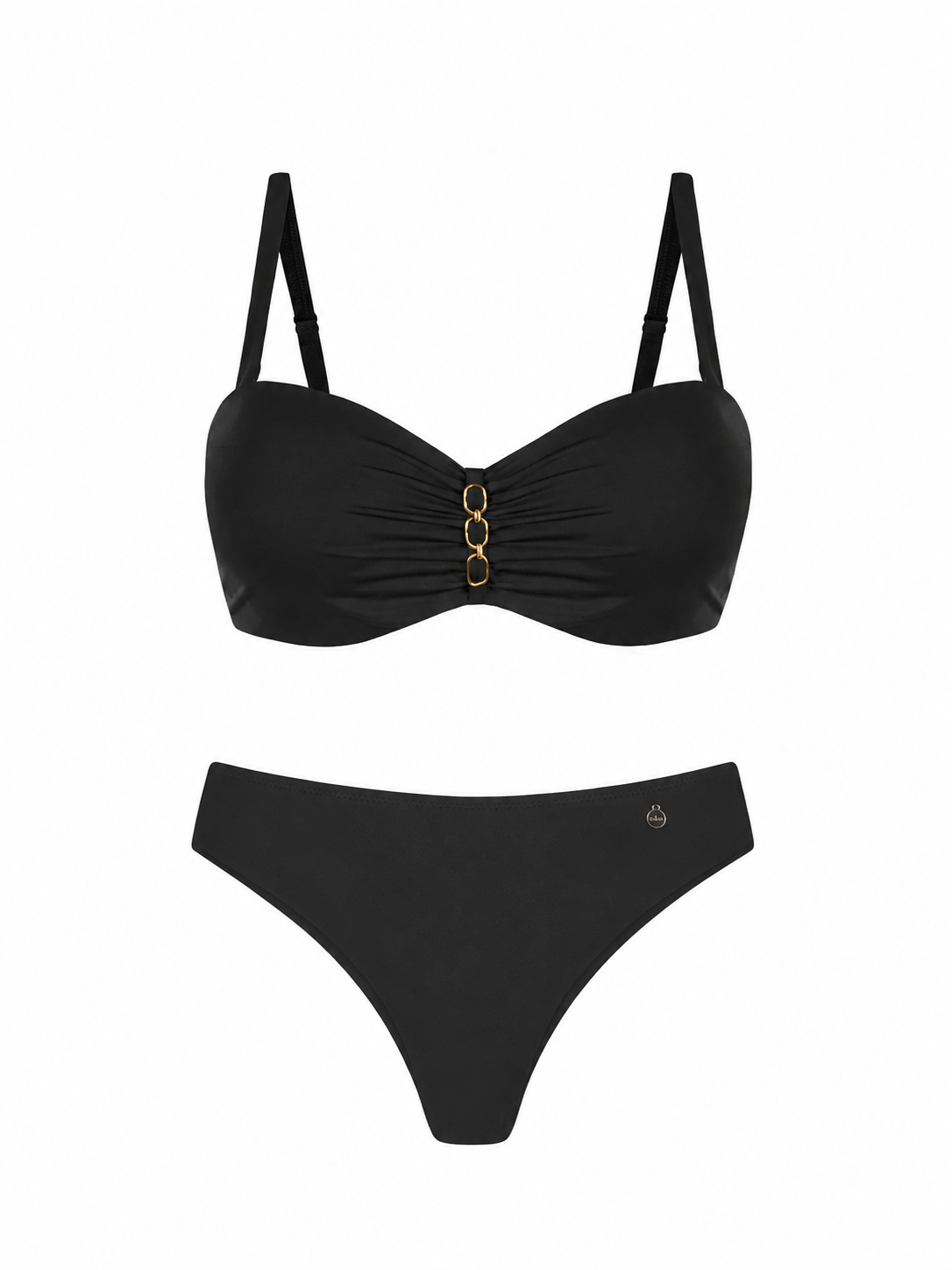 Bikini-Set F227/509 – Schwarzes Bandeau-Bikini mit Push-up