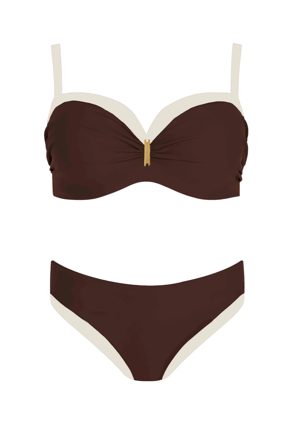 Retro 3 Push-up Bikini in Schokoladenbraun – SELF Collection - Bikini-Set | ROMA MODA