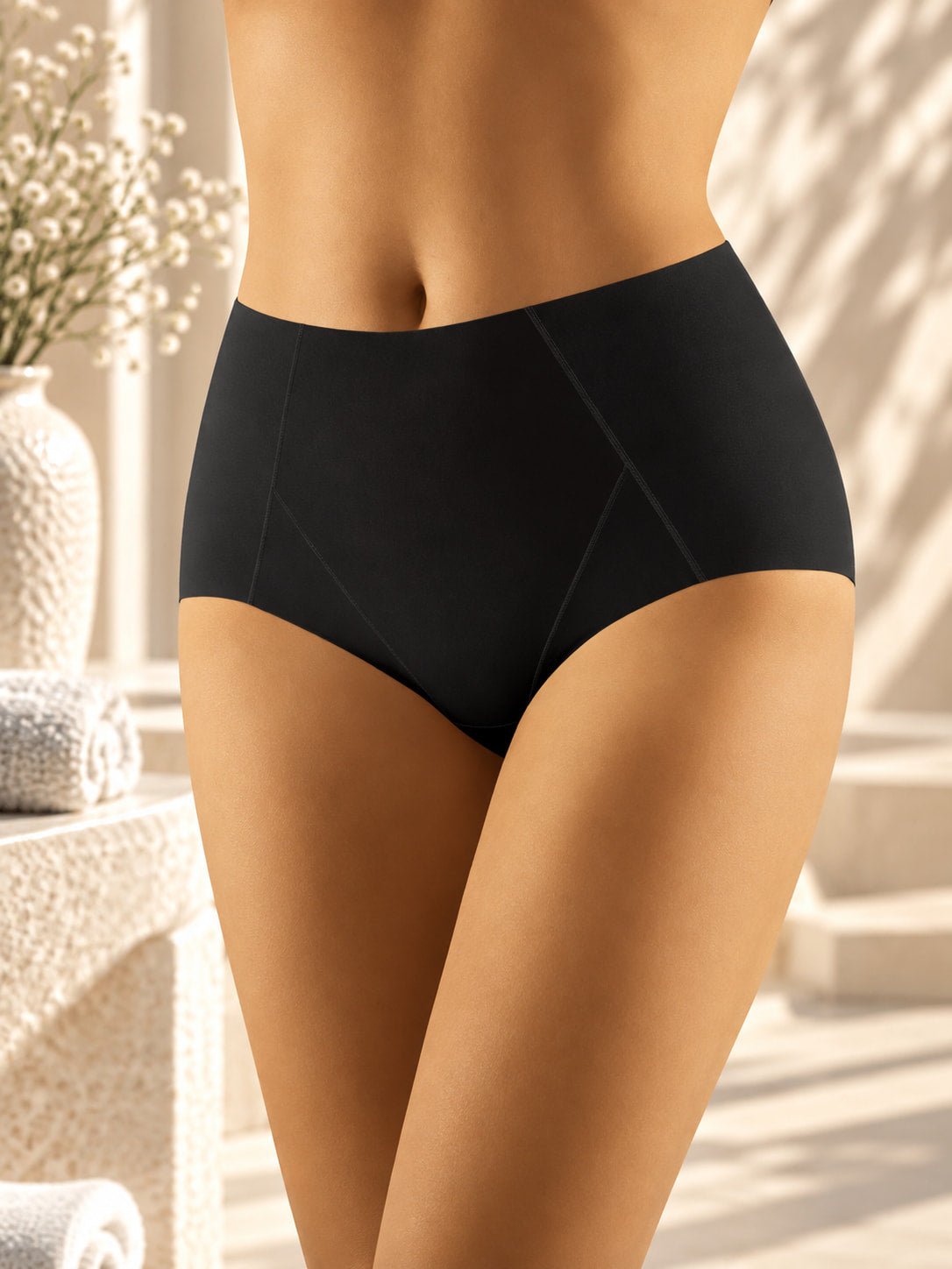 Wol-Bar Superia – Nahtloser High-Waist Shaping-Slip mit Bein Schwarz - Shapewear | ROMA MODA