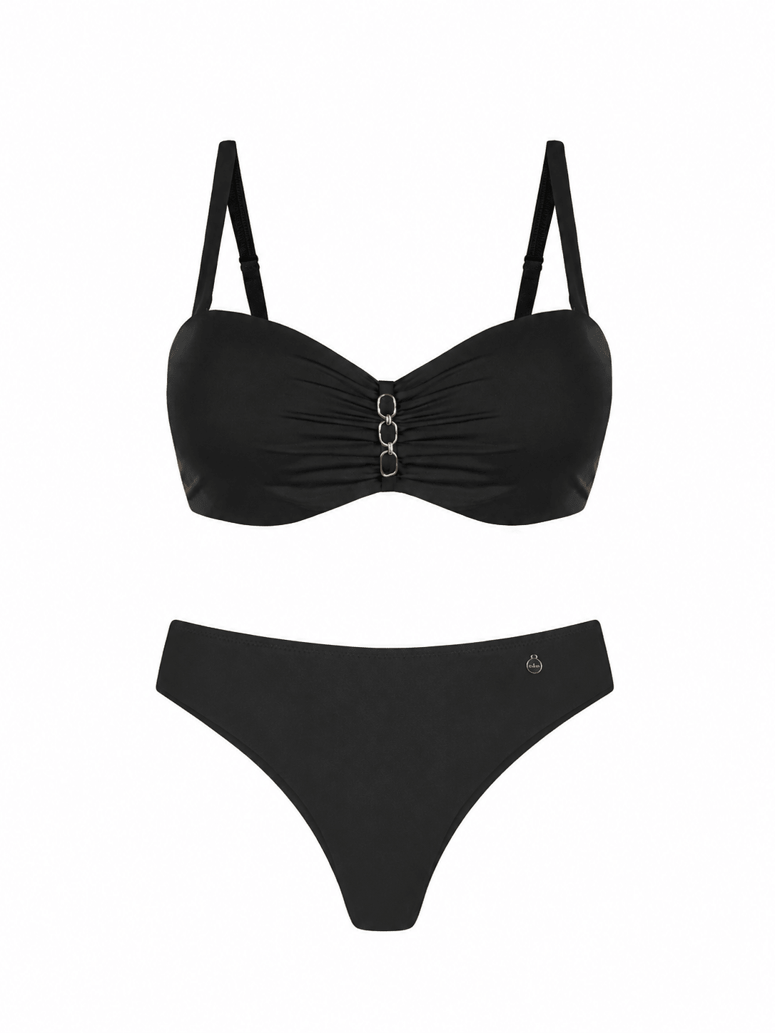 Bikini-Set F227/509 – Schwarzes Bandeau-Bikini mit Push-up - Bikini-Set | ROMA MODA
