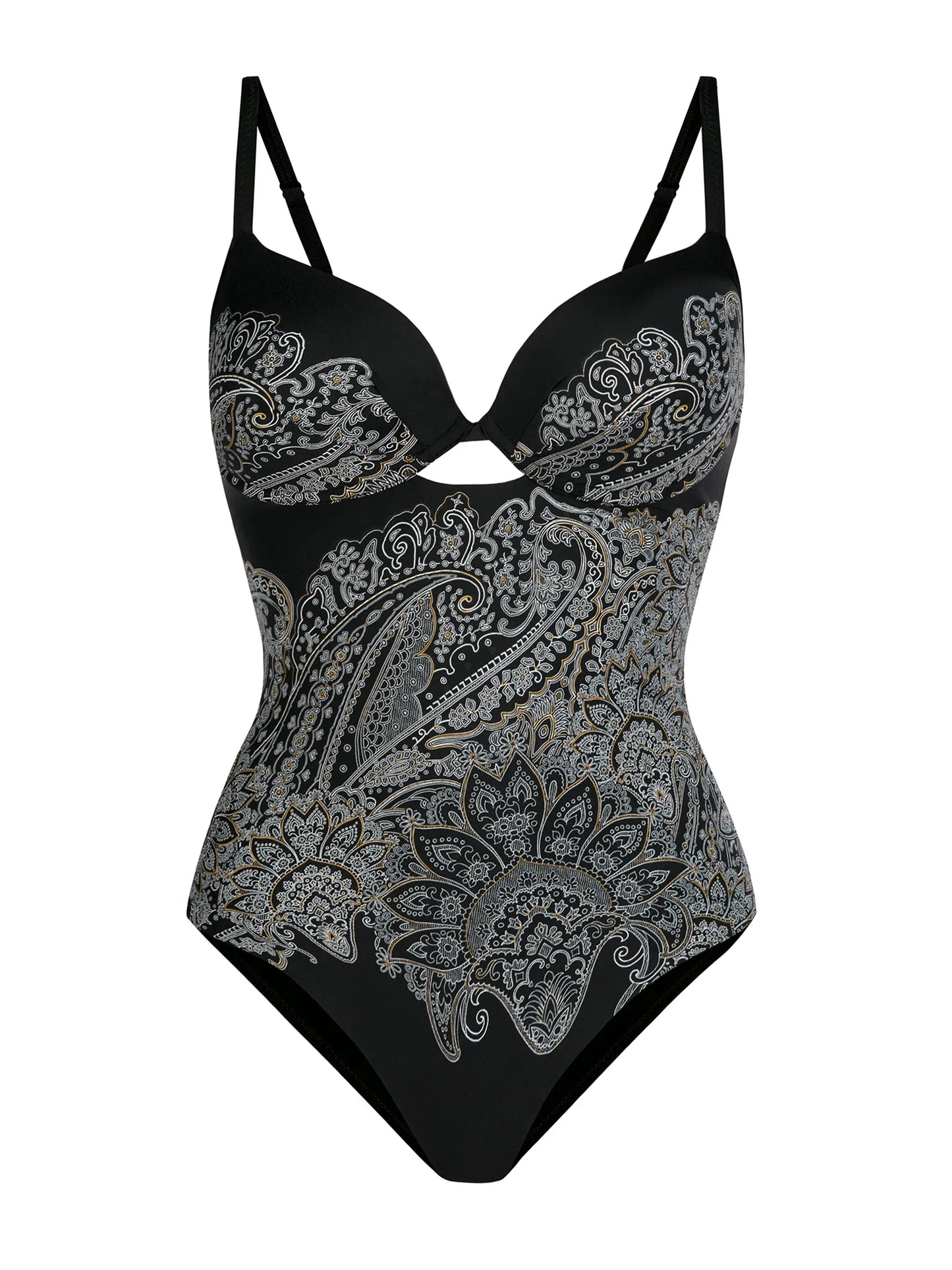 Badeanzug F28B/931 – Figurformender Push-up Badeanzug mit Paisley-Muster