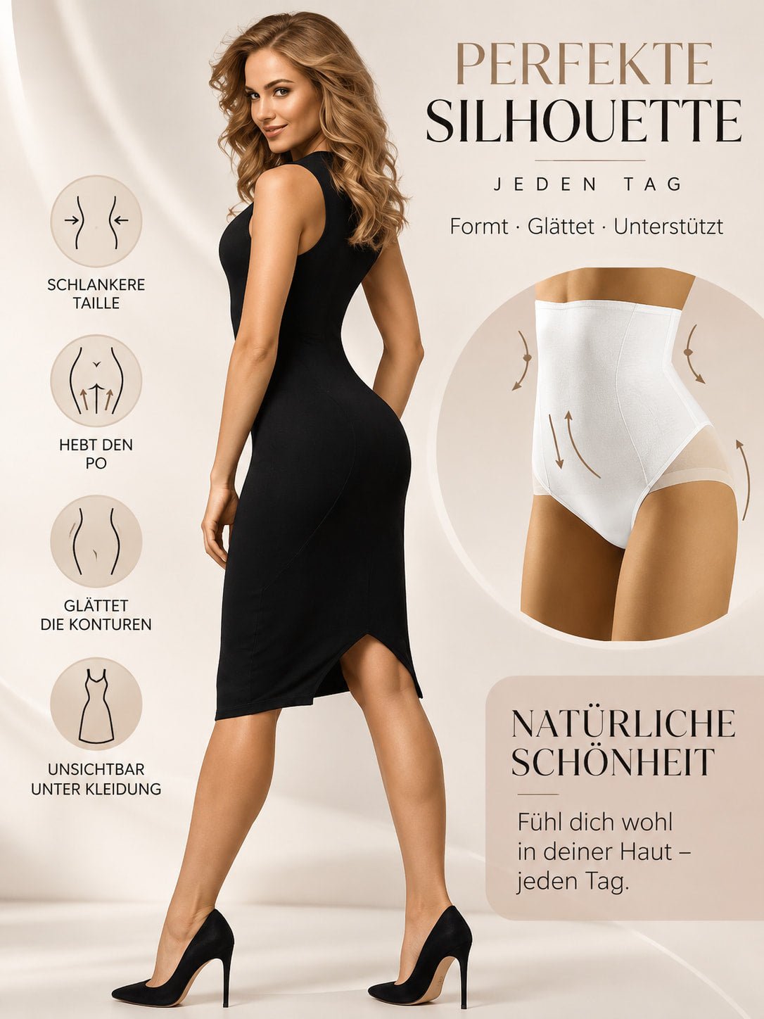 Wol-Bar Suprima – Figurformender High-Waist Shaping-Slip Beige - Shapewear | ROMA MODA